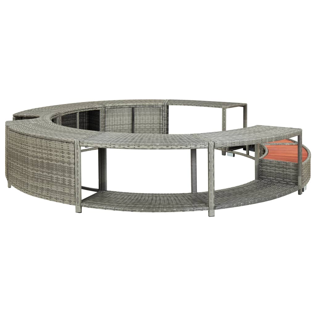 vidaXL Hot Tub Surround Grey Poly Rattan - Stylish and Functional Spa Accessory