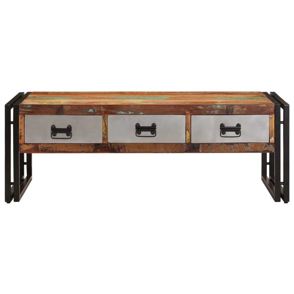 Coffee Table with 3 Drawers Solid Reclaimed Wood 100x50x35 cm