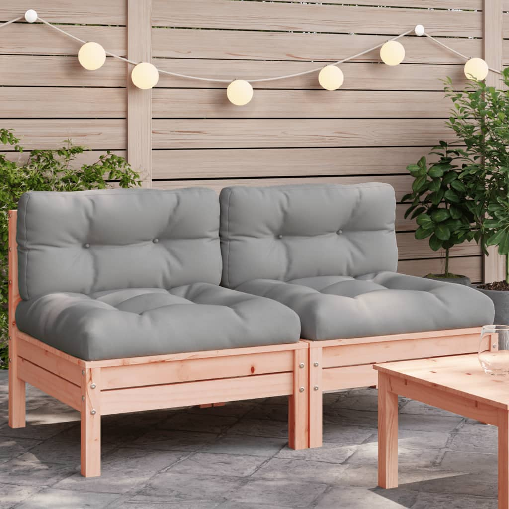 Garden Sofa Armless with Cushions 2 pcs Solid Wood Douglas - Upgrade Your Outdoor Space