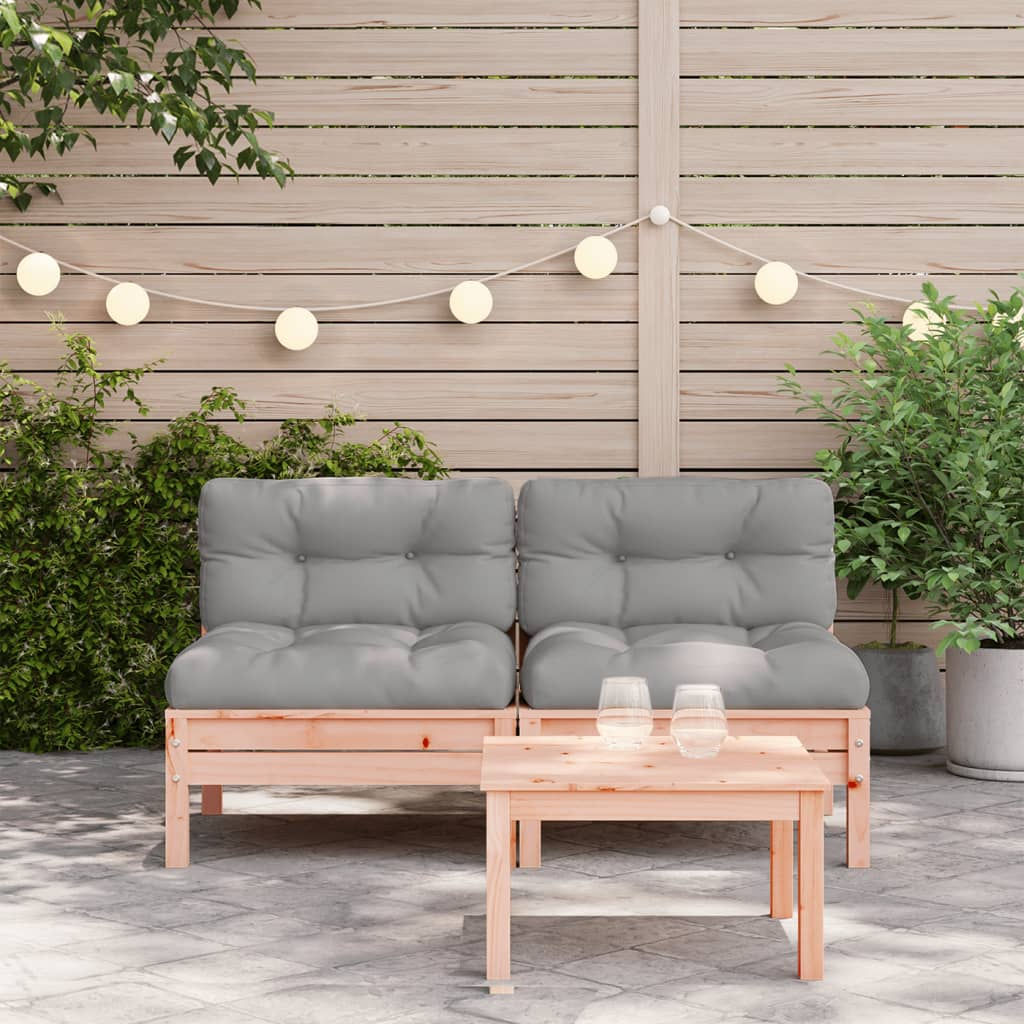 Garden Sofa Armless with Cushions 2 pcs Solid Wood Douglas - Upgrade Your Outdoor Space