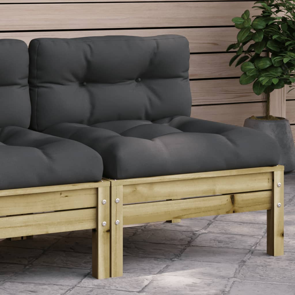 Garden Sofa Armless with Cushions - Impregnated Wood Pine