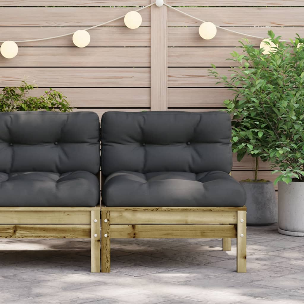 Garden Sofa Armless with Cushions - Impregnated Wood Pine