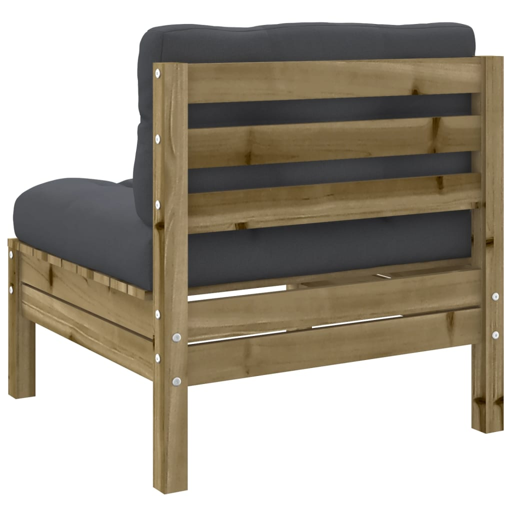 Garden Sofa Armless with Cushions - Impregnated Wood Pine