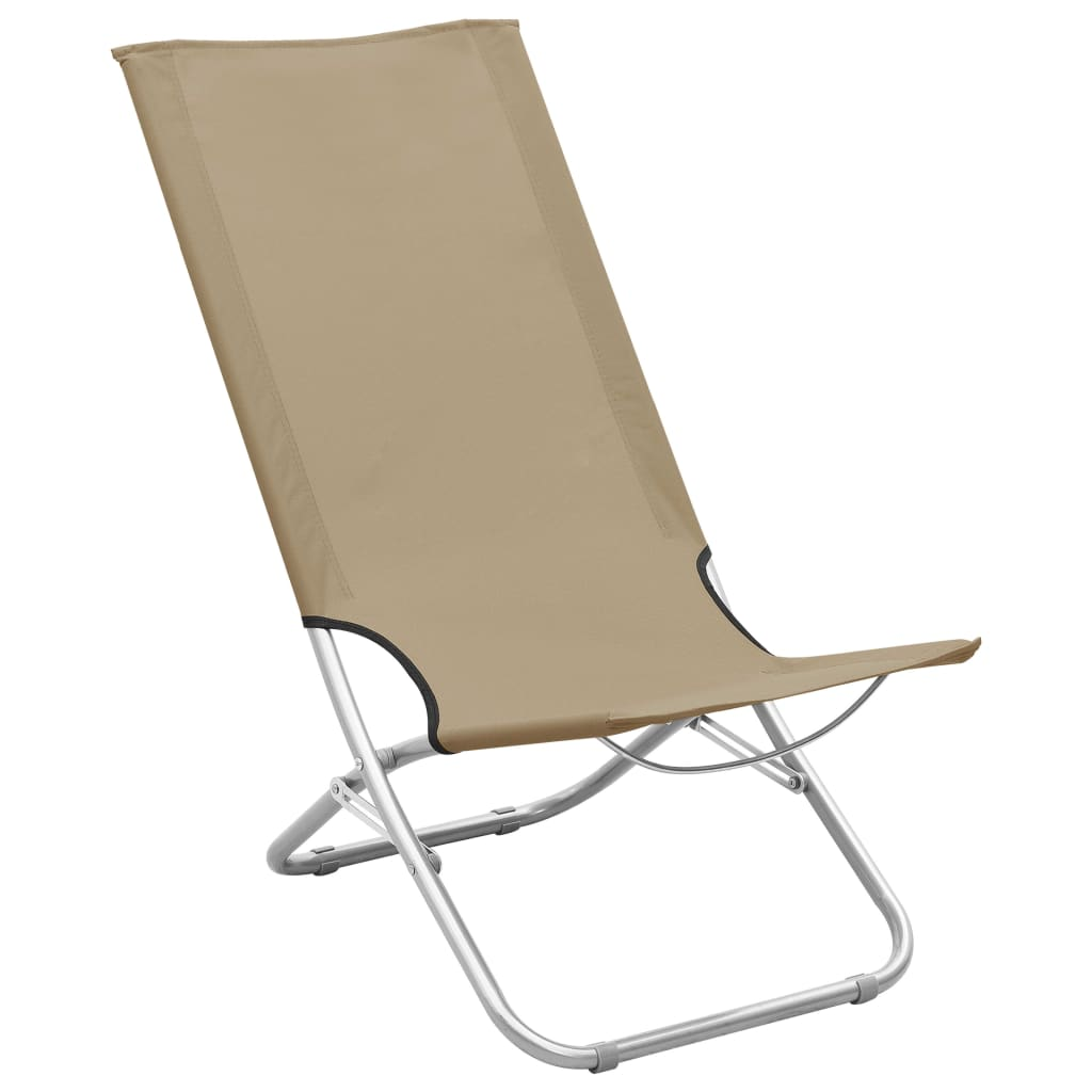 Folding Beach Chairs 2 pcs Taupe Fabric - Enjoy Comfortable and Stylish Relaxation