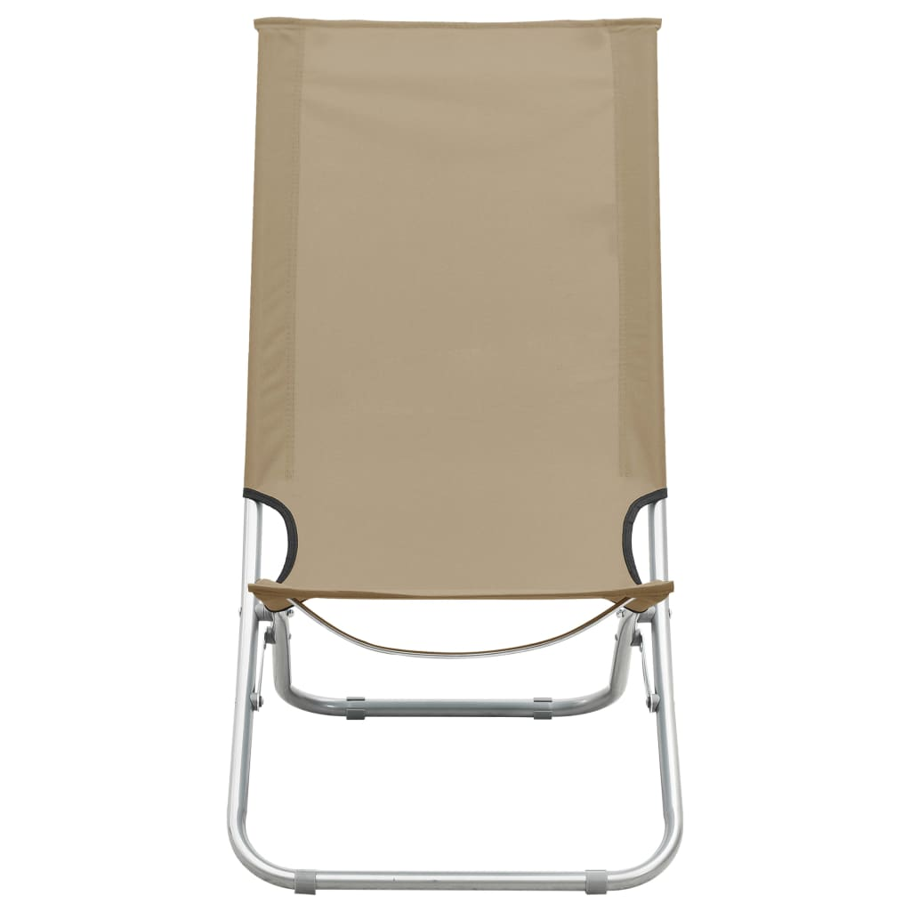 Folding Beach Chairs 2 pcs Taupe Fabric - Enjoy Comfortable and Stylish Relaxation