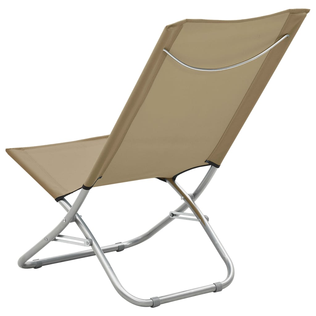 Folding Beach Chairs 2 pcs Taupe Fabric - Enjoy Comfortable and Stylish Relaxation