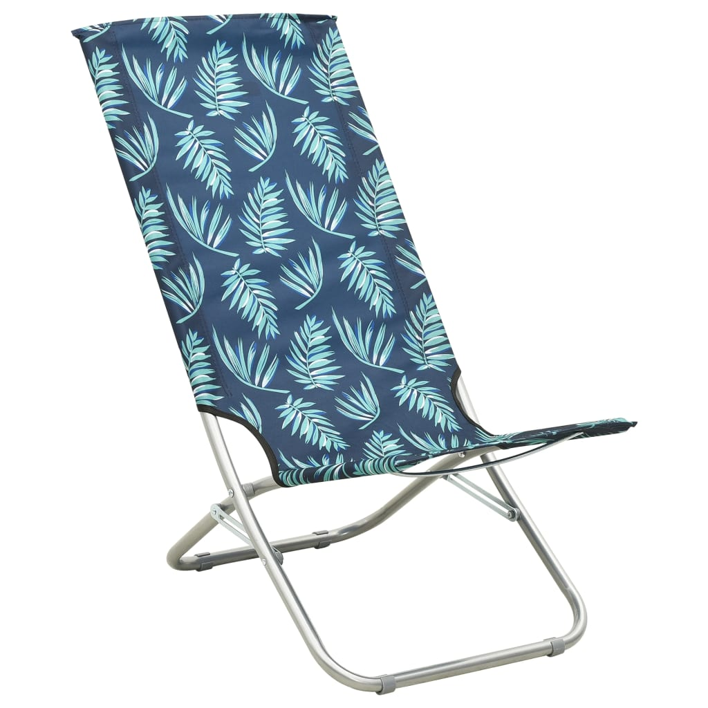 Folding Beach Chairs 2 pcs Leaf Print Fabric - Comfortable and Durable