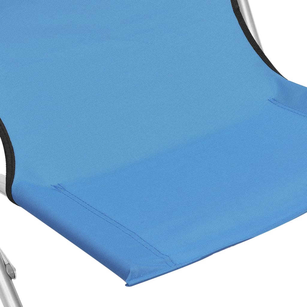 Folding Beach Chairs 2 pcs Blue Fabric - Comfortable and Weather-Resistant