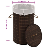 vidaXL Bamboo Laundry Bin Round Dark Brown - Stylish and Functional