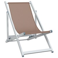 Folding Beach Chairs - Set of 2 - Brown Aluminium and Textilene