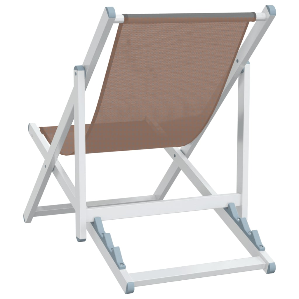 Folding Beach Chairs - Set of 2 - Brown Aluminium and Textilene