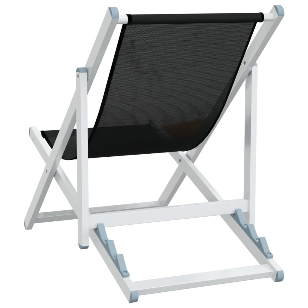 Folding Beach Chairs 2 pcs Black Aluminium and Textilene - Relax in Style