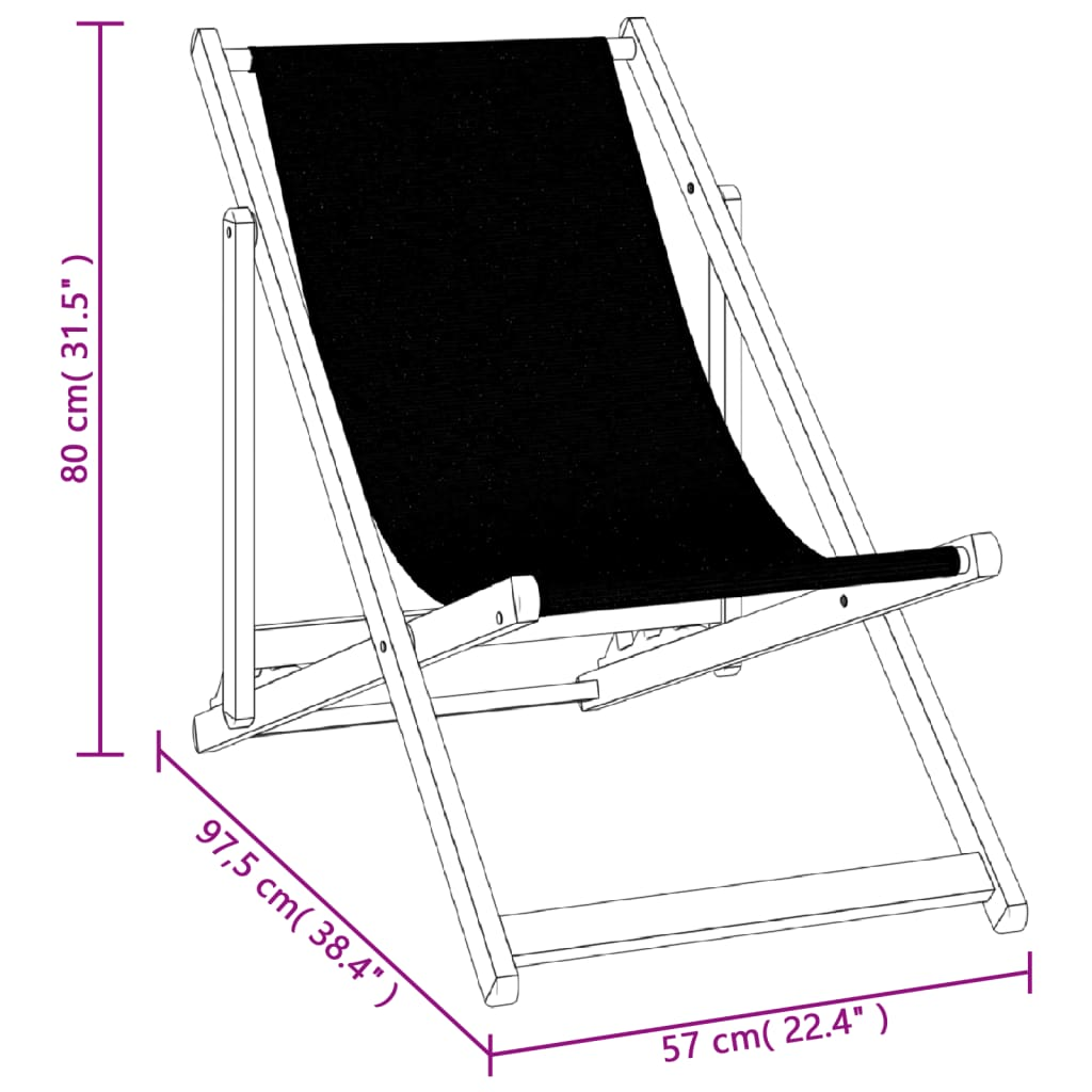 Folding Beach Chairs 2 pcs Black Aluminium and Textilene - Relax in Style