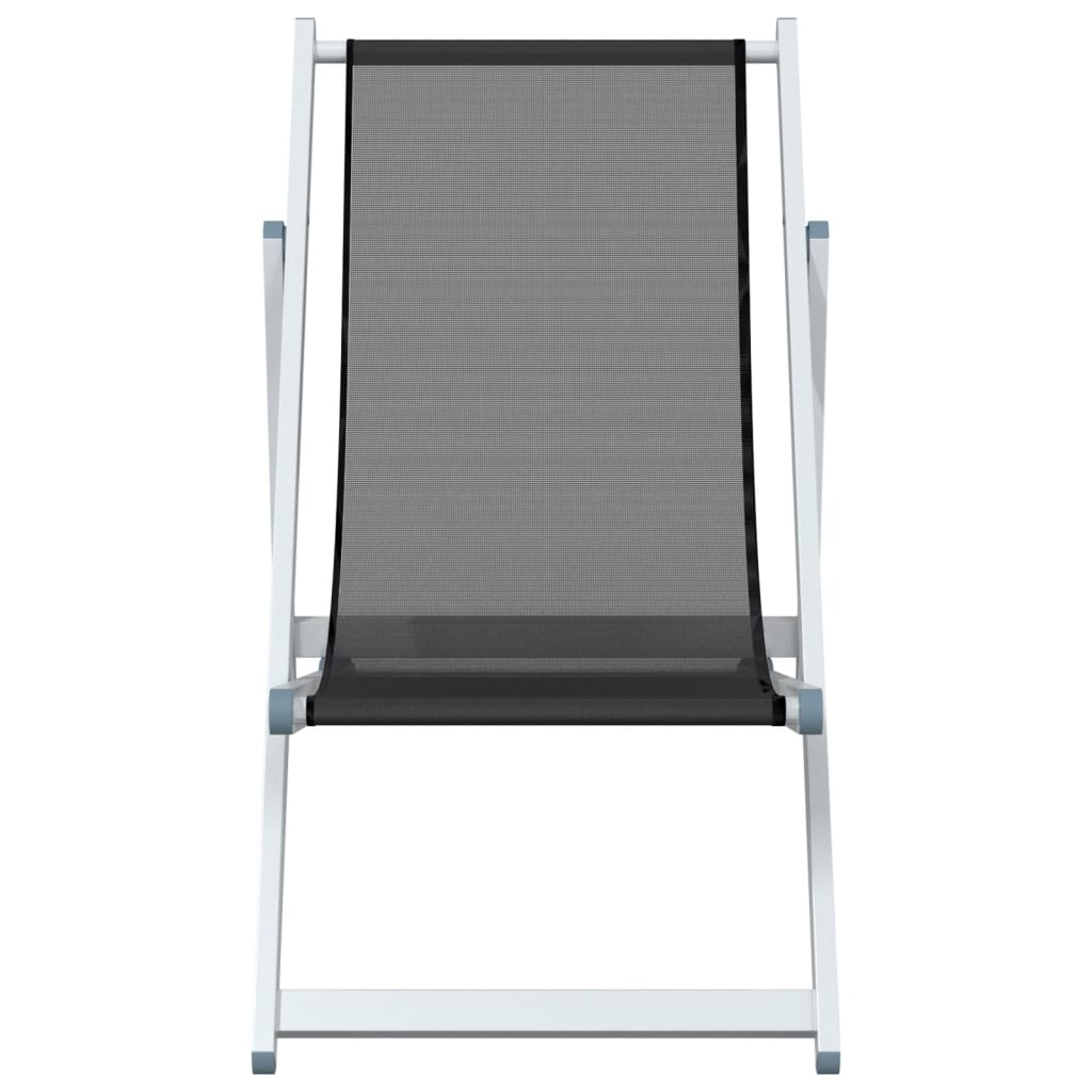 Folding Beach Chairs 2 pcs - Grey Aluminium and Textilene