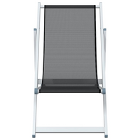 Folding Beach Chairs 2 pcs - Grey Aluminium and Textilene