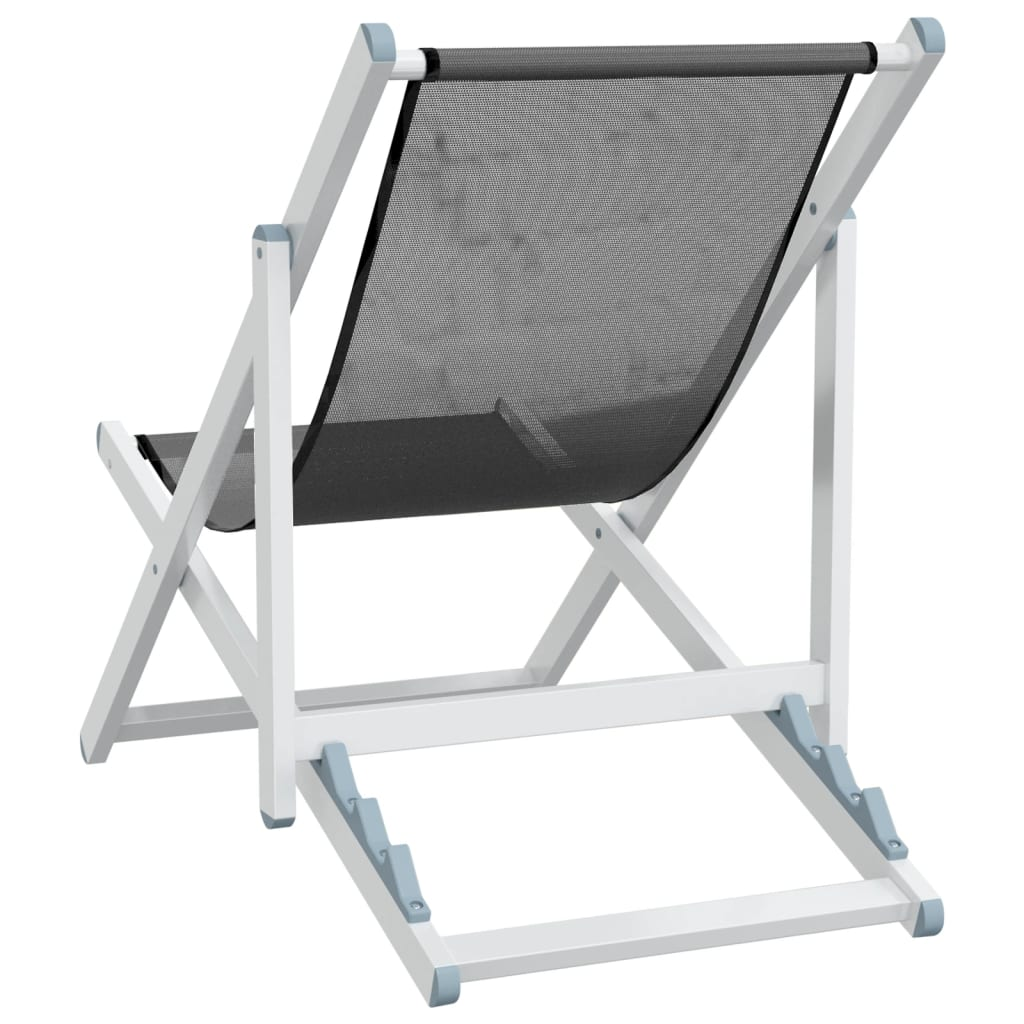 Folding Beach Chairs 2 pcs - Grey Aluminium and Textilene