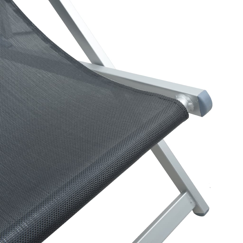 Folding Beach Chairs 2 pcs - Grey Aluminium and Textilene