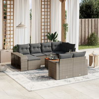 11 Piece Garden Sofa Set with Cushions - Grey Poly Rattan | Outdoor Furniture Set