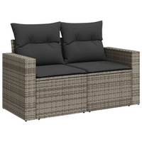 11 Piece Garden Sofa Set with Cushions - Grey Poly Rattan | Outdoor Furniture Set