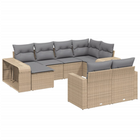 10 Piece Garden Sofa Set with Cushions Beige Poly Rattan - Create a Stylish and Comfortable Outdoor Space