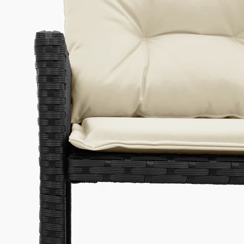 Garden Sofa with Table and Cushions - L-Shaped Black Poly Rattan