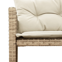 Garden Sofa with Table and Cushions - L-Shaped Beige Poly Rattan