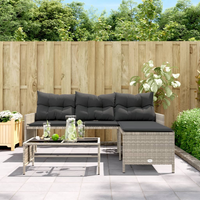 Garden Sofa with Table and Cushions - L-Shaped Light Grey Poly Rattan | Outdoor Furniture Set