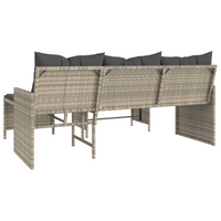 Garden Sofa with Table and Cushions - L-Shaped Light Grey Poly Rattan | Outdoor Furniture Set