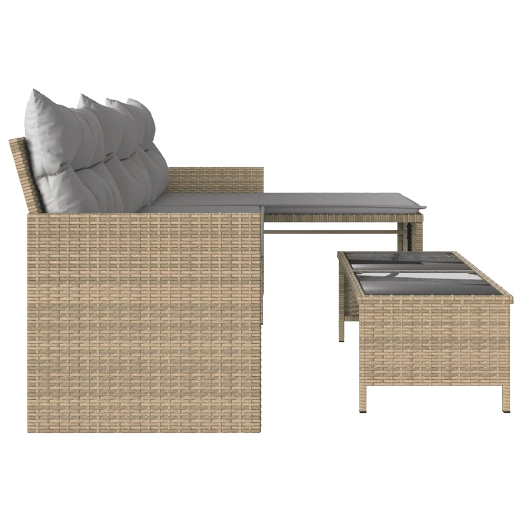 Garden Sofa with Table and Cushions - L-Shaped Mix Beige Poly Rattan | Durable, Comfortable, and Stylish Outdoor Furniture