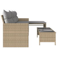 Garden Sofa with Table and Cushions - L-Shaped Mix Beige Poly Rattan | Durable, Comfortable, and Stylish Outdoor Furniture