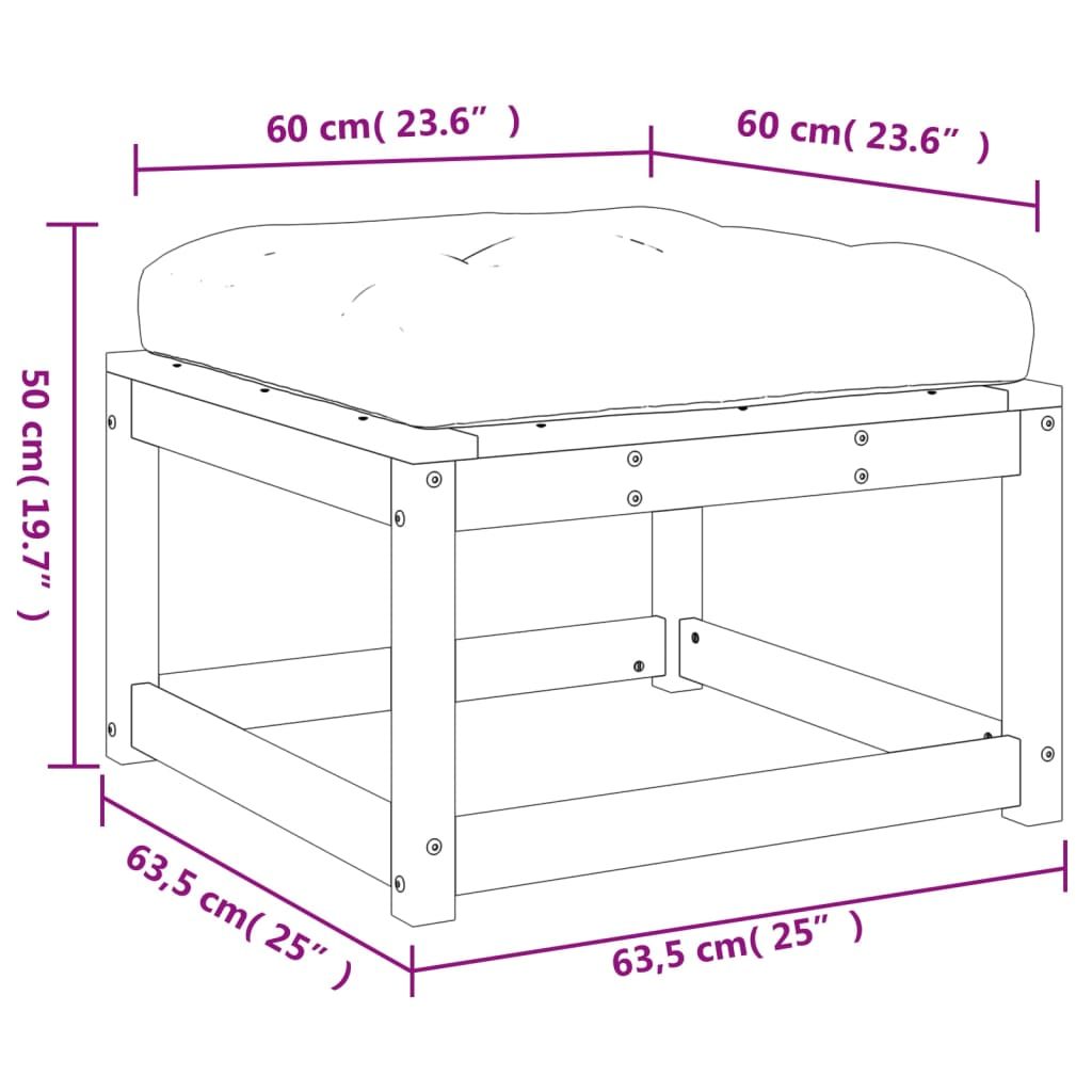 Garden Footstool with Cushions - Solid Wood Douglas, Versatile Usage, Slatted Design, Modular, Weatherproof Cover