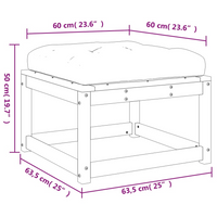 Garden Footstool with Cushions - Solid Wood Douglas, Versatile Usage, Slatted Design, Modular, Weatherproof Cover