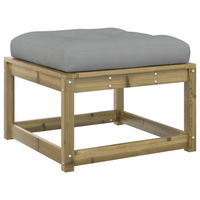 Garden Footstool with Cushions | Impregnated Wood Pine