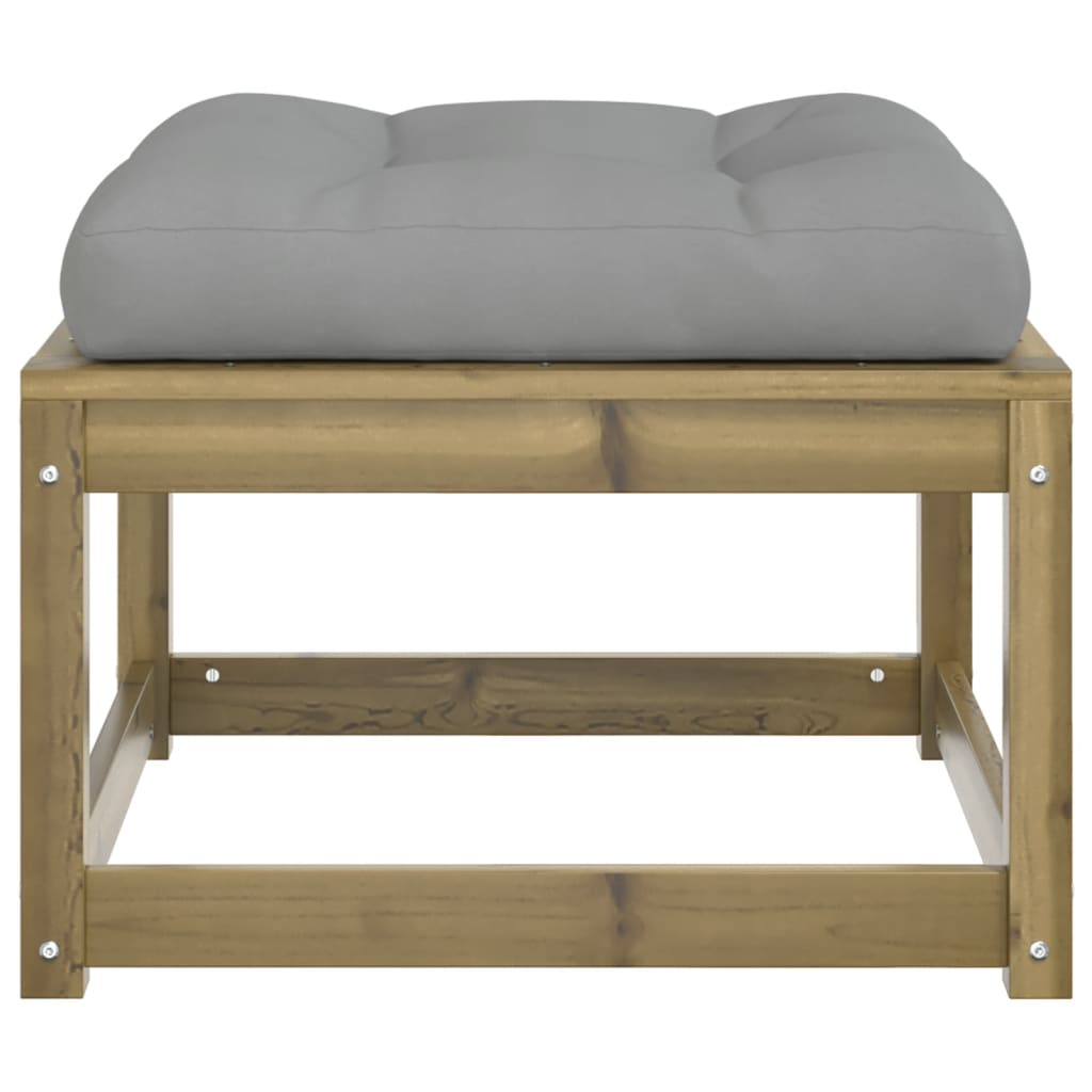 Garden Footstool with Cushions | Impregnated Wood Pine