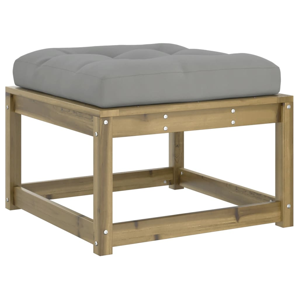 Garden Footstool with Cushions | Impregnated Wood Pine