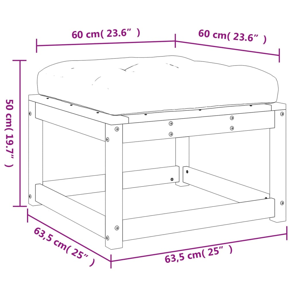 Garden Footstool with Cushions | Impregnated Wood Pine