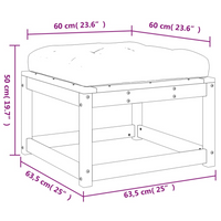 Garden Footstool with Cushions | Impregnated Wood Pine