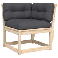 Garden Sofa Corner with Cushions 73x73x78 cm - Solid Wood Pine