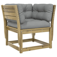 Garden Sofa Armrest with Cushions | Impregnated Wood Pine