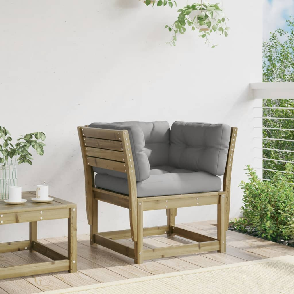 Garden Sofa Armrest with Cushions | Impregnated Wood Pine