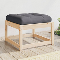 Garden Footstool with Cushions | Solid Wood Pine | Outdoor Ottoman