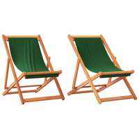 Folding Beach Chairs 2 pcs - Green Fabric | Durable, Adjustable, and Foldable