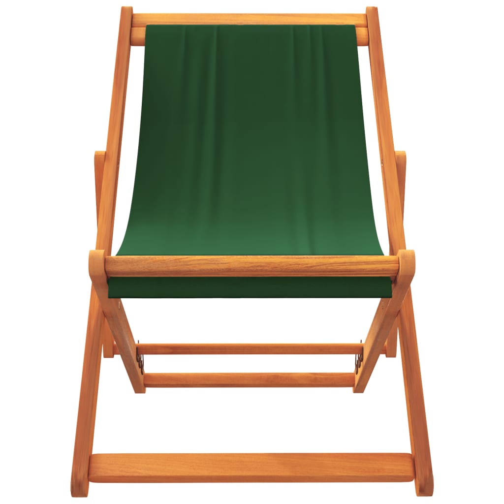 Folding Beach Chairs 2 pcs - Green Fabric | Durable, Adjustable, and Foldable