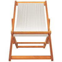 Folding Beach Chairs 2 pcs - Cream White Fabric | Adjustable Reclining Positions | Foldable for Easy Transport and Storage