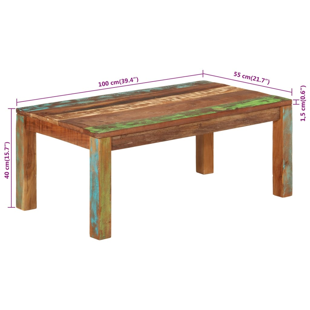 Coffee Table 100x55x40 cm Solid Reclaimed Wood - Functional and Beautiful