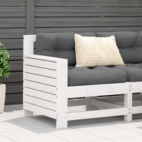 Garden Armrest Sofa with Cushion - White Solid Wood Pine | Outdoor Furniture for a Relaxing Garden Experience