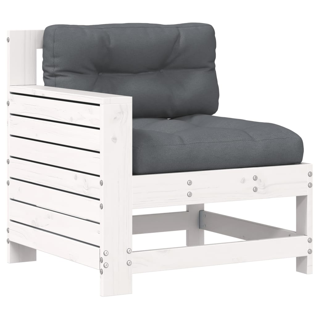 Garden Armrest Sofa with Cushion - White Solid Wood Pine | Outdoor Furniture for a Relaxing Garden Experience