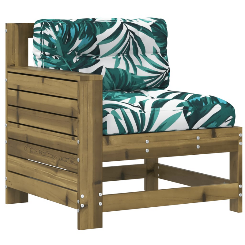 Garden Armrest Sofa with Cushion - Impregnated Wood Pine