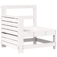 Garden Armrest Sofa with Side Table - White Solid Wood Pine