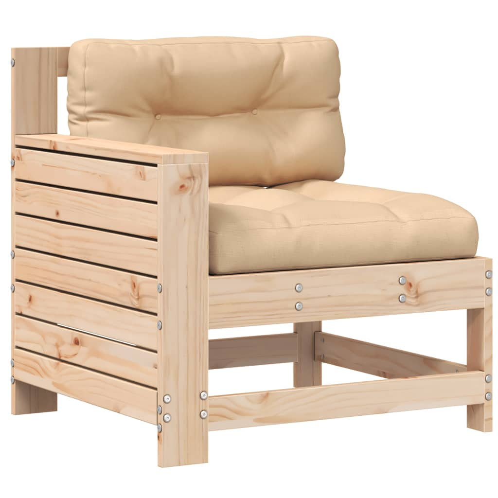 Garden Armrest Sofa with Cushion Solid Wood Pine